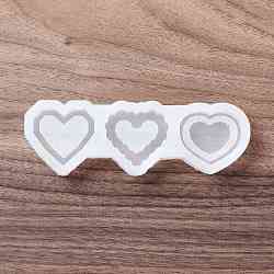 Shaker Molds, DIY Heart Quicksand Silicone Molds, Resin Casting Molds, for UV Resin, Epoxy Resin Craft Making, White, 46x140x13mm, Inner Diameter: 32~34x38~40mm(DIY-G059-A03)