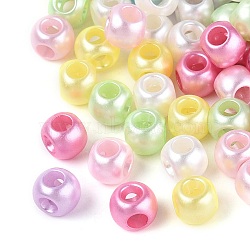 Opaque Acrylic Beads, Cube, Pearlized Style, Mixed Color, 7.5~8x6.5~7x6~6.5mm, Hole: 2.5~3.5mm(OACR-N162-15)