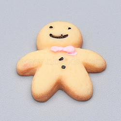 Resin Decoden Cabochons, Christmas, Gingerbread Man, Wheat, 16.5x17x4mm(X-CRES-T005-24)