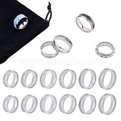 12pcs 6 Sizes Stainless Steel Grooved Finger Ring Settings, Ring Core Blank, for Inlay Ring Jewelry Making, Stainless Steel Color, US Size 7/8/9/10/11/12, Inner Diameter: 17~22mm, 2pcs/size(STAS-UN0024-31)