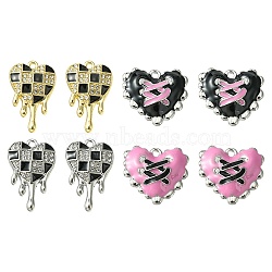 8Pcs 4 Style Valentine's Day Alloy Enamel Pendants, Long-Lasting Plated, Mended Heart Charms, Mixed Color, 20~27x17~21.5x4.5~5mm, Hole: 1.6mm, 2pcs/style(FIND-FS0001-90)