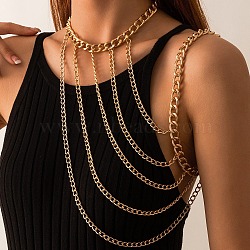 Ally Multi-Layered Twisted Chain Shoulder Body Chains for Women, Golden, 350~370mm(FS-WG6F463-01)
