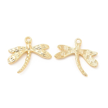 Brass Pendants, Dragonfly Charm, Real 18K Gold Plated, 20x23.5x2.5mm, Hole: 1.8mm