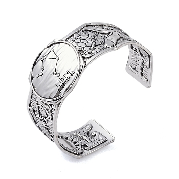 Constellation Alloy Open Cuff Bangles for Women Men, Antique Silver, Libra, Inner Diameter: 2-1/2 inch(6.2cm), 20~31mm