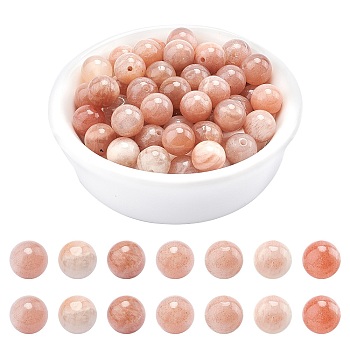 Round Natural Sunstone Beads Strands, 8mm, Hole: 1mm, about 47pcs/strand, 15.4 inch, 1strands/box