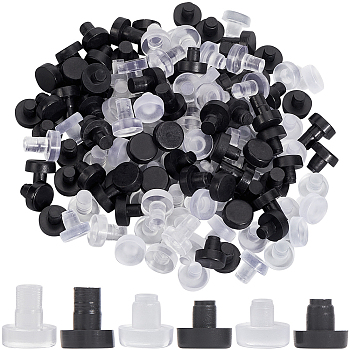 144Pcs 6 Styles PVC Plastic Non-slip Furniture Pads, T-shaped Plug, Mixed Color, 12x10~13mm, Pin: 5~6mm, 24pcs/style