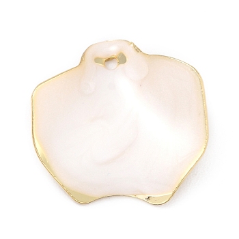 Alloy Enamel Pendants, Flower Petal Shape, Creamy White, 22x20x4mm, Hole: 1.5mm