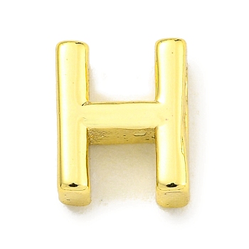 Brass Beads, for Personalized Name Necklace Making, Real 18K Gold Plated, Letter H, 8.5x6.8x3mm, Hole: 1.8x1mm