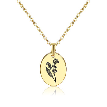 Brass Birth Month Flower Pendant Necklace, Floral Dainty Jewelry for Women, May Lily, 17.72 inch(45cm)