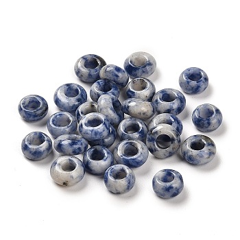 Natural Blue Spot Jasper European Beads, Large Hole Beads, Rondelle, 10x4.5~5mm, Hole: 4~4.3mm