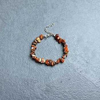 Natural Red Jasper Chip Beaded Bracelets for Women