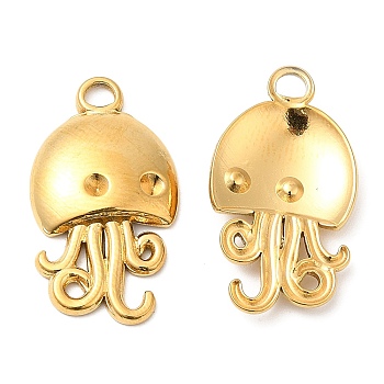 304 Stainless Steel Pendant Rhinestone Settings, Octopus Charm, Real 18K Gold Plated, 24x13x3mm, Hole: 3mm, Fit for rhinestone: 2mm