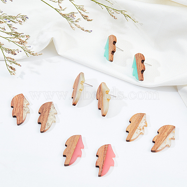 12Pcs 6 Colors Transparent Resin & Wood Cabochons(RESI-OC0001-29)-6