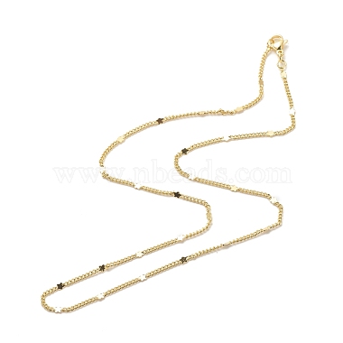 Brass Curb Chains with Star Necklace for Women(NJEW-P265-11G)-2