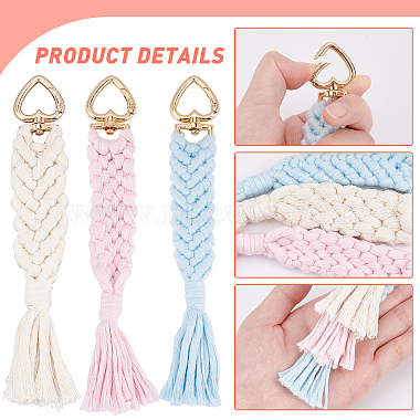 CHGCRAFT 3 Strands 3 Colors Golden Tone Alloy Heart Keychain Clasps(AJEW-CA0002-11)-5