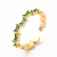 Green Cubic Zirconia Rectangle Open Cuff Ring(RJEW-F142-07G)-1