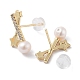 Natural Pearl Star Stud Earrings(EJEW-P256-75G)-2