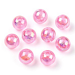 Transparent Acrylic Beads, AB Colors Plated, Round, Pearl Pink, 6mm, Hole: 1.8mm, about 4800pcs/500g(MACR-T046-01C-11)