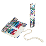 Nbeads 2Pcs 2 Style Handmade Canvas Pencil Roll Wrap, Multiuse Roll Up Pencil Case, Pen Curtain, Ethnic Style, for Coloring Pencil Holder Organizer, Geometric Pattern, 217~357x200~405x3.5~4mm, 1pc/style(ABAG-NB0001-58)