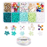DIY Jewelry Making Kits, Including Handmade Polymer Clay & Acrylic & Resin & ABS Plastic Beads, CCB Plastic Spacer Beads, Natural Cowrie Shell Beads, Elastic Crystal Thread, Mixed Color, Beads: 1960pcs/set(DIY-YW0003-99A)