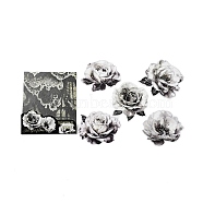 10Pcs 5 Style PET Self-Adhesive Rose Stickers, Waterproof Flower Decals for DIY Scrapbooking, Black, 67~85x70~92x0.3mm, 2pcs/style(STIC-P006-A02)