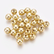 ABS Plastic Beads, Eco-Friendly Electroplated Beads, Round, Golden Plated, 5mm, Hole: 1.6mm, about 7500pcs/500g(KY-G007-5mm-G)