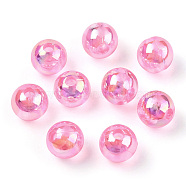 Transparent Acrylic Beads, AB Colors Plated, Round, Pearl Pink, 6mm, Hole: 1.8mm, about 4800pcs/500g(MACR-T046-01C-11)