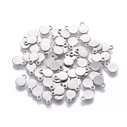 304 Stainless Steel Charms, Flat Round, Stamping Blank Tag, Stainless Steel Color, 7x5x0.6mm, Hole: 1mm(STAS-L234-044P)
