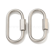 304 Stainless Steel Screw Carabiner Lock Charms, for Necklaces Making, Oval, 26x13x2mm(STAS-C092-05G-P)