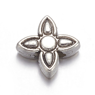 Tibetan Silver Beads, Lead Free & Cadmium Free, Flower, Antique Silver, about 8.8 wide, 3.8mm thick, Hole: 1mm(A132)