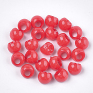 Opaque AS Plastic Charms, Suzumaru Beads, Round, Crimson, 10x9.5x9mm, Hole: 4mm, about 1600pcs/500g(MACR-S365-09E)
