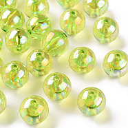 Transparent Acrylic Beads, AB Color Plated, Round, Yellow Green, 16x15mm, Hole: 2.8mm, about 220pcs/500g(MACR-S370-B16mm-729)