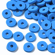 Handmade Polymer Clay Beads, for DIY Jewelry Crafts Supplies, Disc/Flat Round, Heishi Beads, Blue, 6x1mm, Hole: 2mm, about 1175pcs/50g(X-CLAY-Q251-6.0mm-B33)