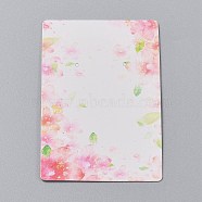 Cardboard Jewelry Display Cards, for Hanging Earring & Necklace Display, Rectangle, Pink, Flower Pattern, 9x6x0.05cm, Hole: 0.2cm(X-CDIS-H002-03-02)