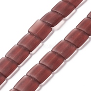 Transparent Frosted Glass Beads Strands, Square, Indian Red, 12x12x4.5mm, Hole: 1mm, about 50pcs/strand, 23.23''~24.02''(59~61cm)(FGLA-S001-01E)