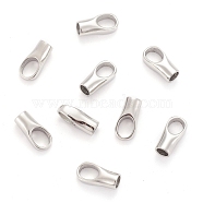304 Stainless Steel Cord Ends, End Caps, Stainless Steel Color, 18x9x7mm, Hole: 6x8mm, 5mm inner diameter(STAS-I020-04)