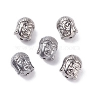 Tibetan Style Alloy Beads, Cadmium Free & Lead Free, Buddha Head, Platinum, 10.5x8.5x8mm, Hole: 1.2mm(TIBEB-XCP0001-05P)