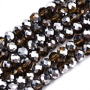 Electroplate Glass Beads Strands, Half Platinum Plated, Faceted, Rondelle, Dark Goldenrod, 4x3mm, Hole: 1mm, about 113~115pcs/strand, 41~42cm(EGLA-A034-T4mm-C16)