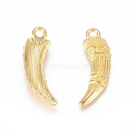 Alloy Pendants, Cadmium Free & Lead Free, Horn of Plenty, Italian Horn Cornicello Charms, Golden, about 23mm long, 7mm wide, 2mm thick, hole: 2mm(EA8126Y)