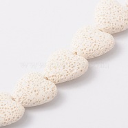 Dyed Natural Lava Rock Bead Strands, Heart, White, 20~21x20~21x7~8mm, Hole: 1mm, about 20pcs/strand, 15.55 inch(G917-1)