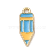 Alloy Enamel Pendants, Golden, Pencil Charm, Light Sky Blue, 18.5x6.5x1mm, Hole: 1.8mm(X-ENAM-R147-11C)