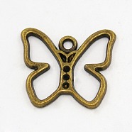 Tibetan Style Alloy Pendants, Cadmium Free & Nickel Free & Lead Free, Butterfly, Antique Bronze, 16x19x1.8mm, Hole: 1mm(MLF11178Y-NF)