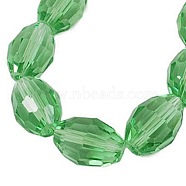 Faceted Transparent Glass Beads Strands, Oval, Lawn Green, about 6mm long, 4mm thick, hole: 1mm, about 72pcs/strand(X-GC891Y-18)