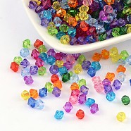 Faceted Bicone Transparent Acrylic Beads, Dyed, Mixed Color, 6mm, Hole: 1mm, about 4300pcs/500g(DBB6mm)