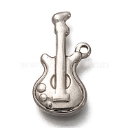 304 Stainless Steel Pendants, Guitar, Stainless Steel Color, 20.5x11x3mm, Hole: 1.4mm(STAS-P256-04P)