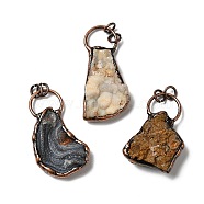 Raw Rough Natural Sun Agate Big Pendants, Nuggets Charms, with Red Copper Plated Brass Findings, Cadmium Free & Lead Free, 52~65x29.5~35x9.5~15.5mm, Hole: 6mm(G-G019-03R-01)