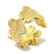 304 Stainless Steel Open Cuff Ring, Flower, Golden, US Size 7 1/2(17.7mm)(X-RJEW-C067-23G)