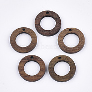 Walnut Wood Pendants, Ring, Saddle Brown, 18x2.5~3mm, Hole: 1.6mm(WOOD-S054-28)