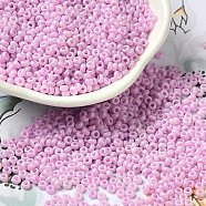 Baking Paint Glass Seed Beads, Donut, Plum, 8/0, 2.5~3x1~1.5mm, Hole: 1~1.2mm, about 40909pcs/1pound(SEED-P006-03A-11)