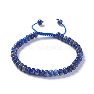 Adjustable Nylon Cord Braided Bead Bracelets, with Natural Lapis Lazuli Beads, 2-1/4 inch~2-7/8 inch(5.8~7.2cm)(BJEW-F369-B01)